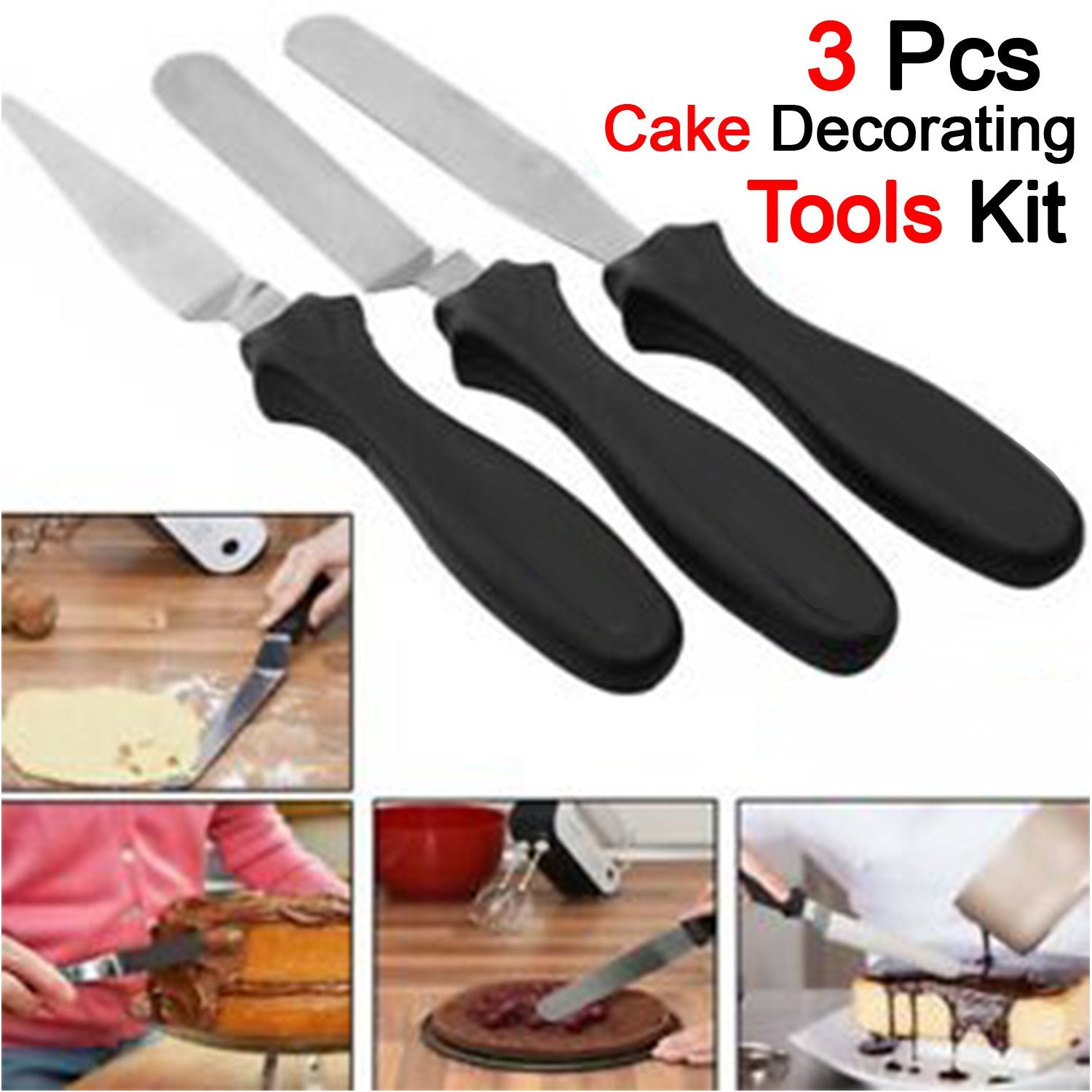 Cake Palette Knife, Steel Icing Spatula 3 Pieces Set